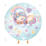 Allenjoy Birthday Party Unicorn Theme Fabric Circle Backdrop