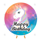 Allenjoy Birthday Party Unicorn Theme Fabric Circle Backdrop Cover