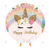 Allenjoy Birthday Party Unicorn Theme Fabric Circle Cover