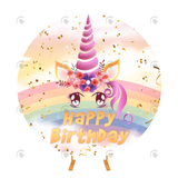 Allenjoy Unicorn Theme Fabric Circle Backdrop