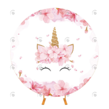 Allenjoy Flora Unicorn Theme Fabric Round Backdrop