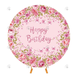 Allenjoy Floral Birthday Decoration Fabric Round Backdrop Cover