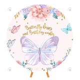 Allenjoy Butterfly Birthday Decoration Fabric Round Cover