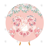 Allenjoy Flora Birthday Decoration Round Fabric Backdrop Cover