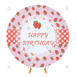 Allenjoy Strawberry Decoration Round Fabric Backdrop Cover