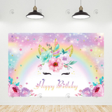 Allenjoy Rainbow Flora Unicorn Birthday Baby Shower Party Photo Booth