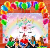 Allenjoy Rainbow Flora Unicorn Birthday Baby Shower Party Photo Booth