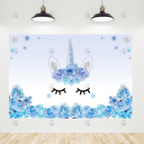 Allenjoy Blue Flora Unicorn Birthday Baby Shower Party Photography Backdrop