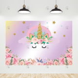 Allenjoy Pink Flora Unicorn Birthday Baby Shower Party Photo Booth Backdrop