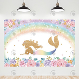 Allenjoy Mermaid Flora Backdrop  For Birthday Baby Shower Party