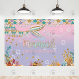 Allenjoy Our Little Mermaid Happy Birthday Backdrop