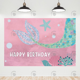 Allenjoy Mermaid Tail Happy Birthday Backdrop