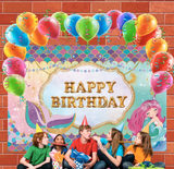 Allenjoy Cartoon Mermaid Happy Birthday Backdrop