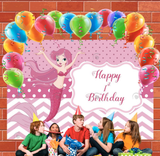 Allenjoy Cartoon Mermaid Princess Happy Birthday Backdrop