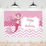 Allenjoy Cartoon Mermaid Princess Happy Birthday Backdrop