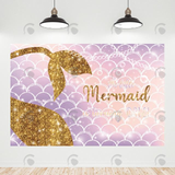 Allenjoy Gold Mermaid Tail Happy Birthday Backdrop