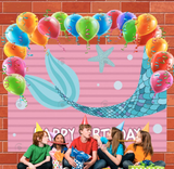 Allenjoy Mermaid Tail Happy Birthday Backdrop