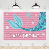 Allenjoy Mermaid Tail Happy Birthday Backdrop