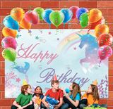 Allenjoy Unicorn Mermaid Happy Birthday Backdrop