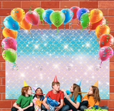 Allenjoy Mermaid Scales Happy Birthday Backdrop