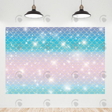 Allenjoy Mermaid Scales Happy Birthday Backdrop