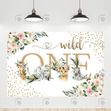 Allenjoy Gold Glitter Flora Wild One Birthday Decoration Backdrop