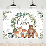 Allenjoy Forest Animal Wild One Happy Birthday Backdrop