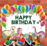 Allenjoy Cartoon Dinosaur Happy Birthday Backdrop