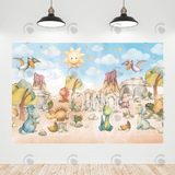 Allenjoy Cartoon Dinosaur Theme Happy Birthday Backdrop