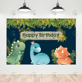 Allenjoy Blue Dinosaur Theme Happy Birthday Backdrop