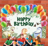 Allenjoy Forest Dinosaur Happy Birthday Backdrop