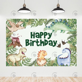 Allenjoy Forest Dinosaur Happy Birthday Backdrop