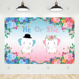 Allenjoy He Or She Elephant Gender Reveal Backdrop