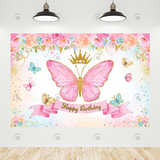 Allenjoy Butterfly Flora Birthday Decoration Backdrop