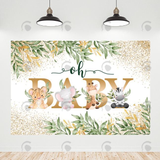 Allenjoy Gold Glitter Safari Baby Shower Backdrop