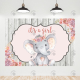 Allenjoy Wood Flora Elephant Baby Shower Birthday Backdrop