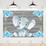 Allenjoy Blue Flora Wodd Elephant Baby Shower Birthday Backdrop