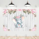 Allenjoy Wood Flora Elephant Baby Shower Birthday Backdrop