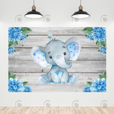 Allenjoy Blue Flora Elephant Baby Shower Birthday Backdrop