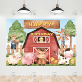 Allenjoy Watercolour Farm Happy Birthday Backdrop