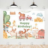 Allenjoy Animal Farm House Happy Birthday Backdrop