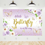 Allenjoy Purple Butterfly Flora Birthday Decoration Backdrop