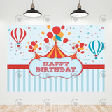 Allenjoy Blue White Circus Birthday Decoration Backdrop