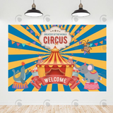 Allenjoy Blue Yellow Circus Decoration Backdrop