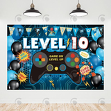 Allenjoy Level 10 Gamepad Happy Birthday Backdrop