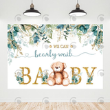 Allenjoy Teddy Bear Gold Baby Shower Decoration Backdrop