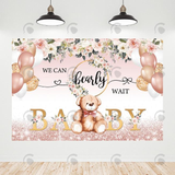 Allenjoy Flora Rose Gold Teddy Bear Baby Shower Backdrop