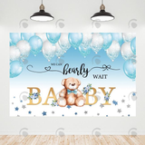 Allenjoy Blue Balloon Teddy Bear Baby Shower Backdrop