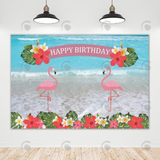 Allenjoy Flamingo Theme Happy Birthday Backdrop