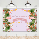 Allenjoy Sweet Flamingo Theme Happy Birthday Backdrop